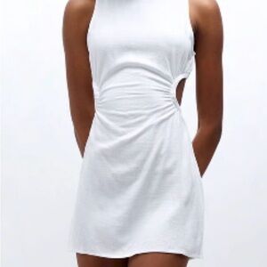 Kendall & Kylie White Side Ruched Cutout Mini Dress